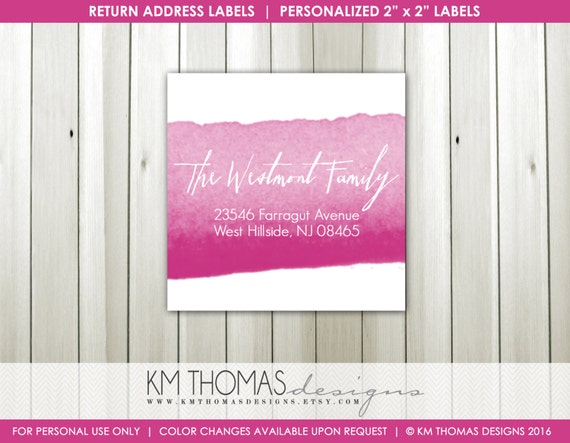 Watercolor Return Address Labels : Easter Return Address Labels - Plum Watercolor Splash - Square Label - EA103 Il_570xn