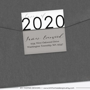 Class of 2024 Return Address Label Gray, Printable Mail Address Label Sticker, GR109 image 3