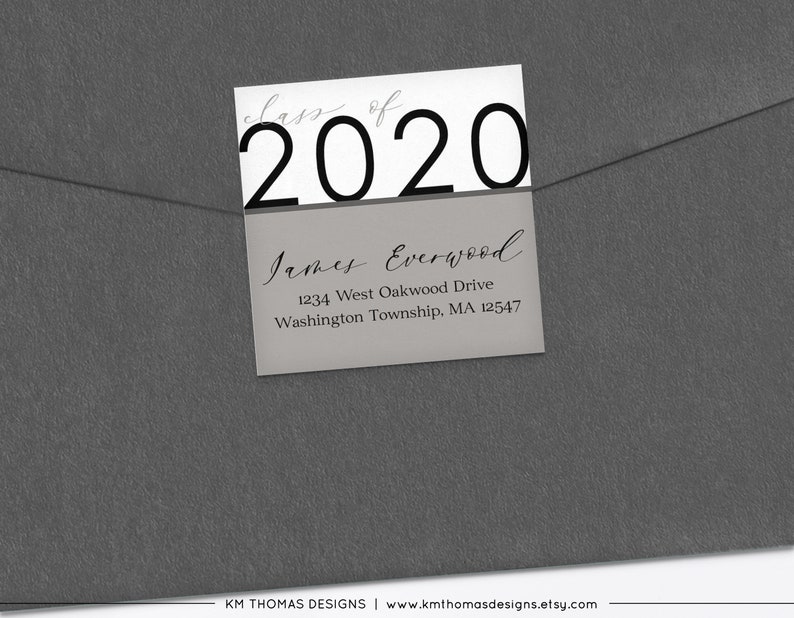 Class of 2024 Return Address Label Gray, Printable Mail Address Label Sticker, GR109 image 3