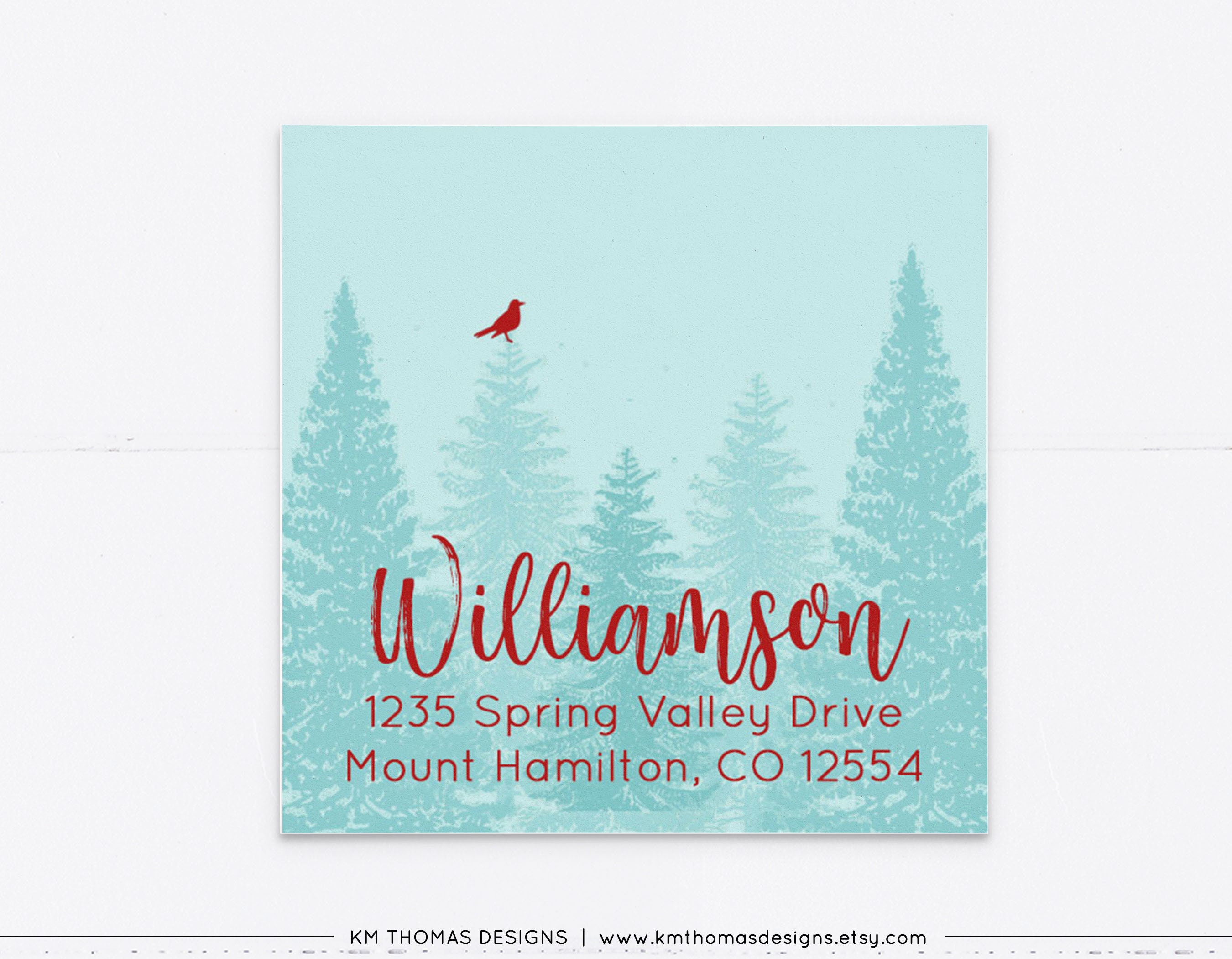 Christmas Tree Return Address Label Printable Holiday Address Etsy