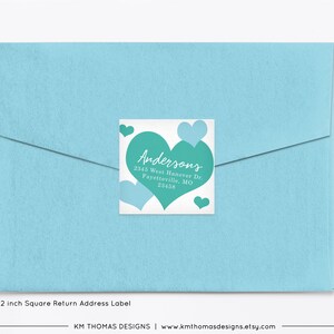 Printable Return Address Label with Blue Hearts, Valentines Day Label, VA104 image 2