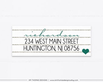 Christmas Return Address Label with Heart, Printable Holiday Address Label Green, WH109