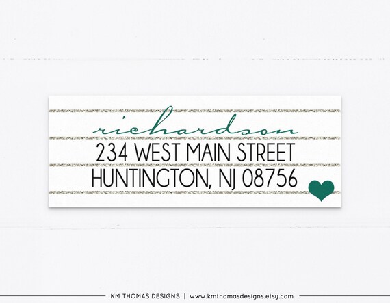 Christmas Return Address Label with Heart, Printable Holiday Address Label Green, WH109 Il_570xn