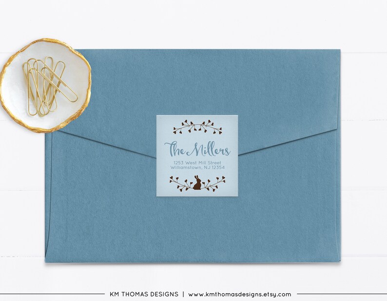 Return Address Sticker Printable, Easter Mail Return Label Green, EA101 Pale Blue