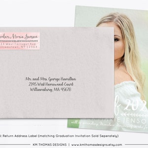 Watercolor Return Address Label Printable, Rectangle Mail Return Sticker Pink, GR101 image 5