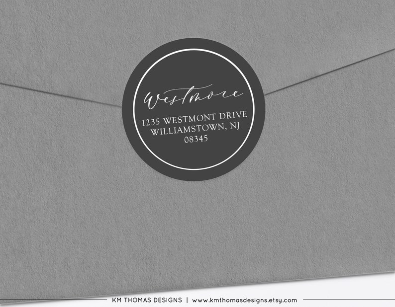 Printable Address Labels Round, Christmas Return Address Label Gray, Modern Holiday Mailing Label, WH126 image 3