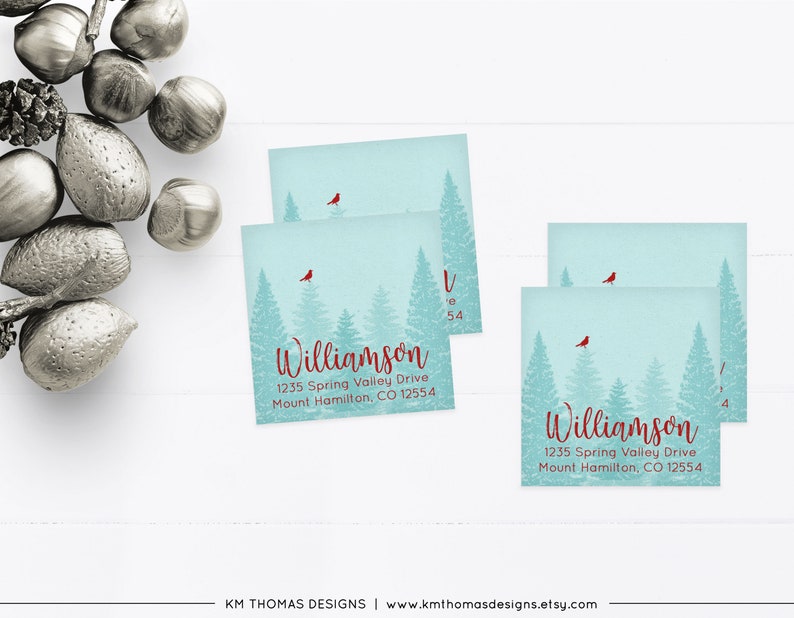 Christmas Tree Return Address Label Printable Holiday Address Etsy