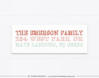 Personalized Address Label Holiday, Printable Christmas Return Address Label Peach, WH115