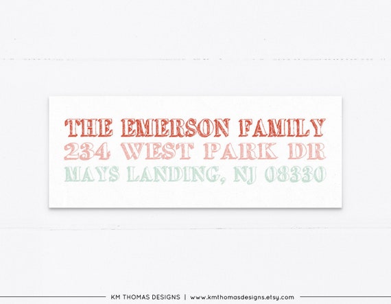 Personalized Address Label Holiday, Printable Christmas Return Address Label Peach, WH115 Il_570xn