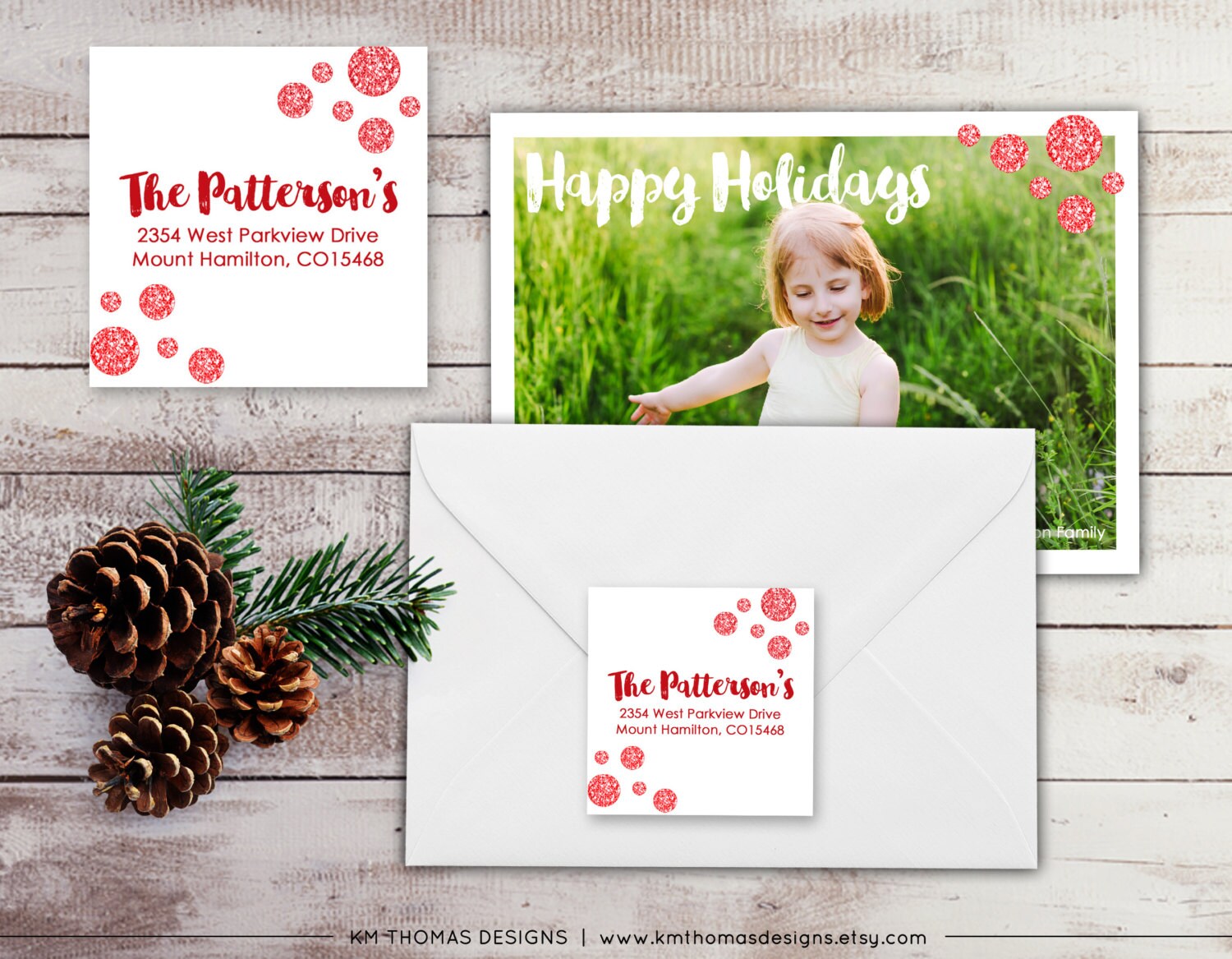 Red Glitter Return Address Label Square Label Holiday Etsy