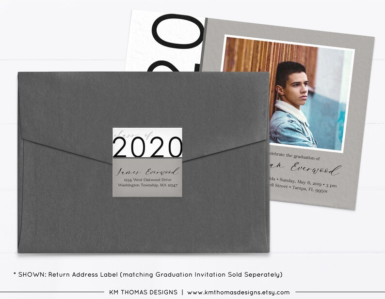 Class of 2024 Return Address Label Gray, Printable Mail Address Label Sticker, GR109 image 4