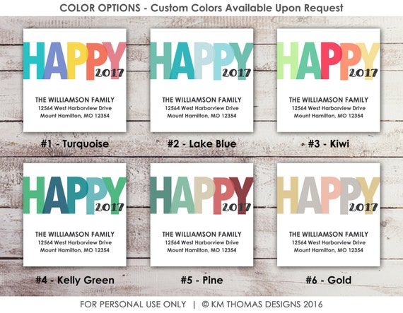 New Years Return Address Label - Square Label - Printable Return Address Label - Holiday Label - Address Label - Gold Label - WH189