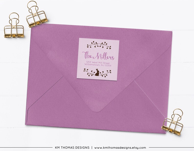 Return Address Sticker Printable, Easter Mail Return Label Green, EA101 Lilac