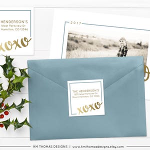 Printable Return Address Label Christmas Return Address Label Holiday Label Personalized Labels Square Label XOXO Label WH221 image 2