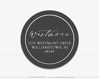 Printable Address Labels Round, Christmas Return Address Label Gray, Modern Holiday Mailing Label, WH126