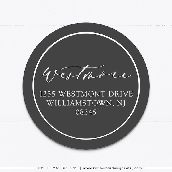 Printable Address Labels Round, Christmas Return Address Label Gray, Modern Holiday Mailing Label, WH126