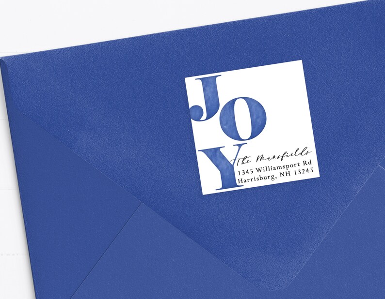 Joy Christmas Return Address Label Printable WH224 Watercolor Christmas Sticker Blue Holiday Mailing Label Personalized
