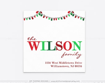 Christmas Address Label Printable, Square Return Address Label, WH101