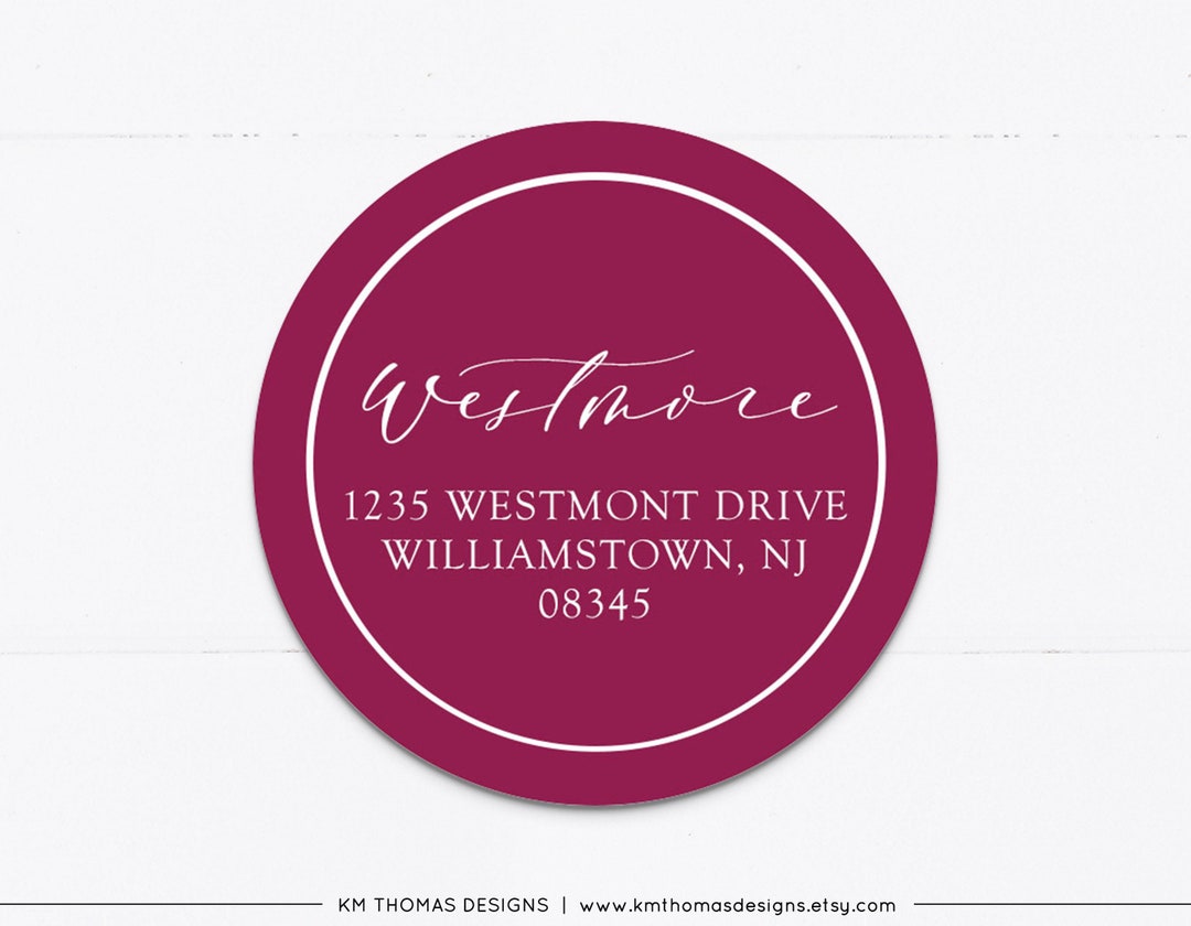 Round Return Address Label Personalized, Printable Holiday Address