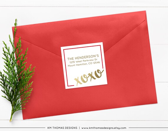 Printable Return Address Label - Christmas Return Address Label - Holiday Label - Personalized Labels - Square Label - XOXO Label - WH221 Il_570xn