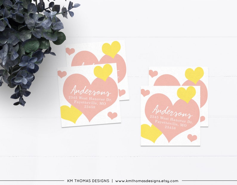 Printable Return Address Label with Blue Hearts, Valentines Day Label, VA104 image 8