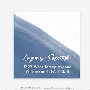 Return Address Label for Graduation Invitations, Watercolor Mailing Stickers Blue, GR114