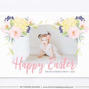 Cartão de Páscoa floral com foto, cartão com foto de flores em aquarela para a Páscoa, EA105