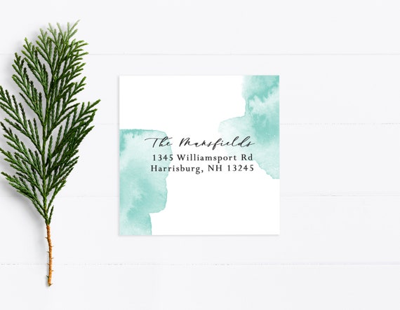Watercolor Return Address Label Printable, Mailing Label Personalized, Custom Watercolor Address Sticker Green - WH224 Il_570xn