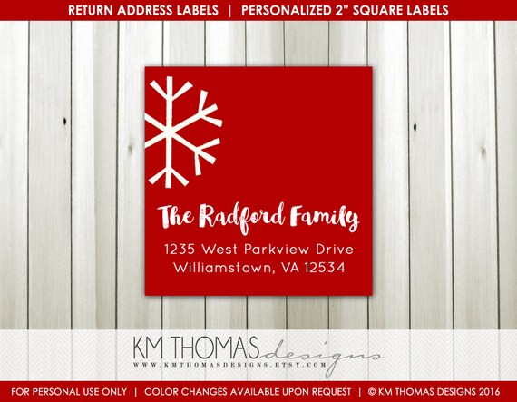 snowflake return address label square label holiday return address label christmas label return address sticker wh123 avery labels return address