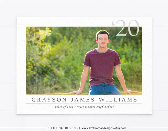 College Graduation Announcement Modern, High School Commencement Ceremony Gray, GR112 Il_570xn