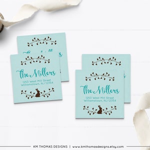 Return Address Sticker Printable, Easter Mail Return Label Green, EA101 Teal