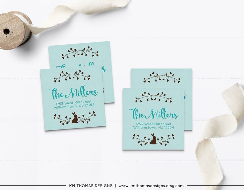 Return Address Sticker Printable, Easter Mail Return Label Green, EA101 Teal