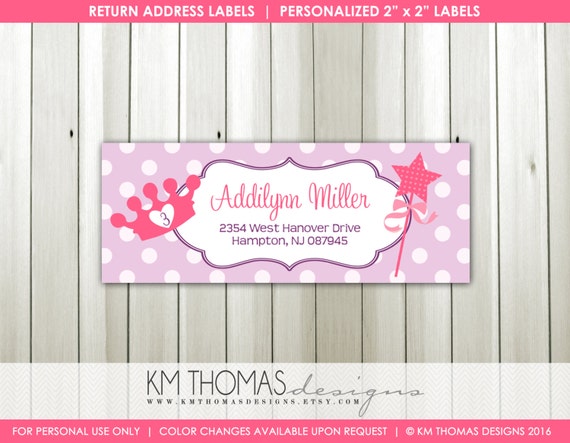 Princess Return Address Labels : Printable Princess Return Address Sticker - Matching Personalized Princess Party Labels - BD137 Il_570xn