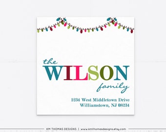 Printable Return Address Label, Square Personalized Holiday Label, WH101