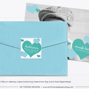 Printable Return Address Label with Blue Hearts, Valentines Day Label, VA104 image 4
