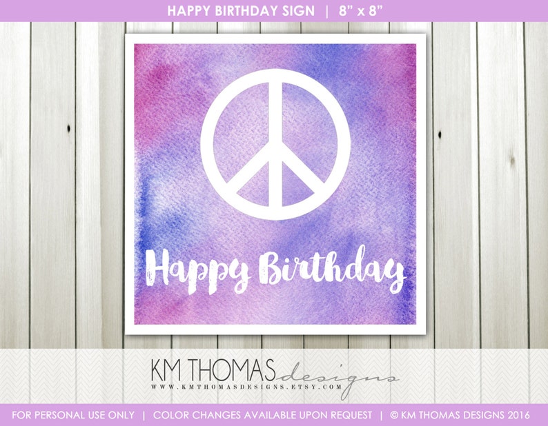 Peace Sign Party Printable Birthday Party Printable - Etsy