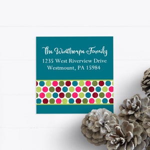 Teal Return Address Labels Printable, Christmas Card Address Sticker, Mailing Address Label, Holiday Tags, Square Address Label, WH130