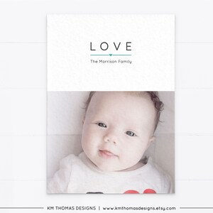 Tarjeta fotográfica de San Valentín, San Valentín verde azulado moderno e imprimible con corazón, VA110
