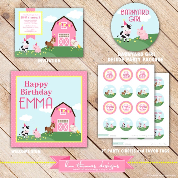 Deluxe BARNYARD GIRL Collection...Custom Printable Party Package...Personalized...by KM Thomas Designs Il_570xn