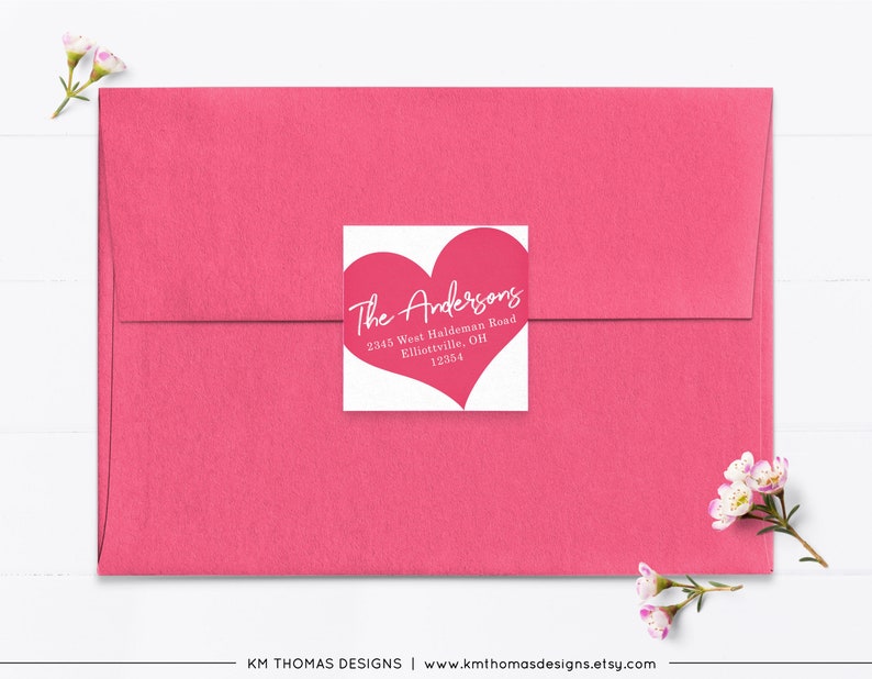 Heart Address Return Label Printable Valentine Sticker Label Etsy