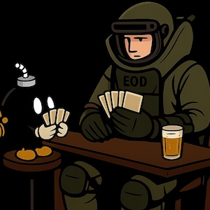 Operator Playing Poker with Bomb Sticker | EOD IEDD Bomb tech Military