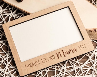 Personalized photo frame for mom, engraved laser-cut beech picture frame, loving wooden frame for family photos