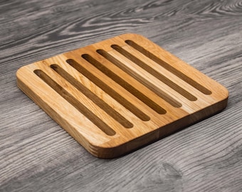 Trivet Wood Oak 18 cm - Handmade - Robust & durable - Kitchen Pots Pans - Heat protection Trivet - Rectangular