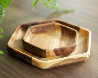 Handmade wooden bowl - oak, beech, acacia - various sizes - Polygon