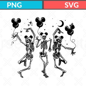 Dansande skelett Musse öron SVG, Disneyland Halloween Png (digital nedladdning)