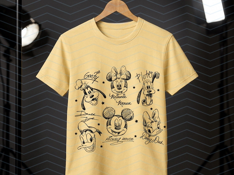 Vintage Mickey and Friends Signatures Svg, Mickey & Co Baby Png Crop Tank, Mickey Sketch Svg, Disney Sketch Png, Disney Family Svg image 4