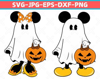 Mickey Minnie Fantasma Halloween SVG: Diseño de camisetas para parejas (Descarga digital)