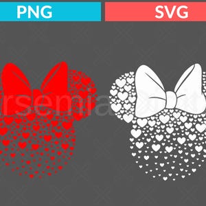 Mickey and Minnie Ears With Heart Svg For Valentines Day, Disneyworld Valentines Travel Png, Valentine&#39;s Day Disney Matching Svg,