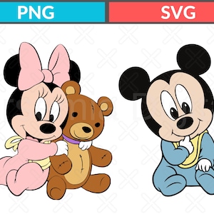 Baby mickey and minnie Svg Png bundle – cute baby disney clipart for kids crafts, shirts, nursery decor, sublimation design