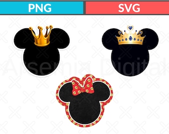 Minnie Mouse Crown SVG PNG, Disney prinses oren clipart (bestanden knippen)
